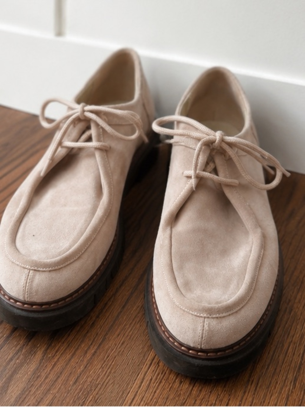 L’IDEA Beige Suede Lug Sole Oxford Shoes Size 41 EU